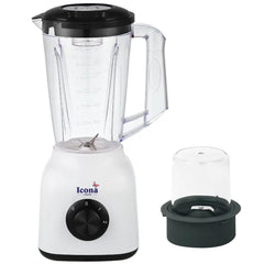 Icona 300W Smoothie Blender – 1.5L Jar, Full Copper Motor with Fuse, Ideal for Smoothies, Milkshakes, and Baby Food – Black and White