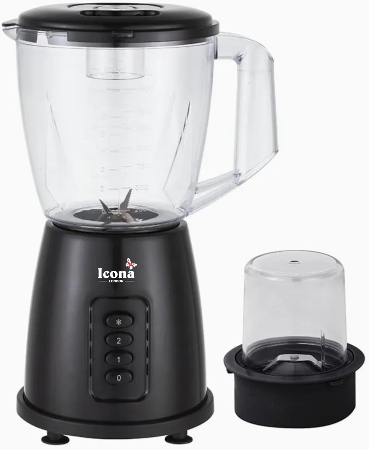 Icona Commercial Nutrition Grinder & Blender – 1.5L Food Processor for Juicing, Mixing, Blending, and Ice Crushing – Powerful 300-400W Pure Copper Motor, Ideal for Home, Hotel, and Kitchen Use