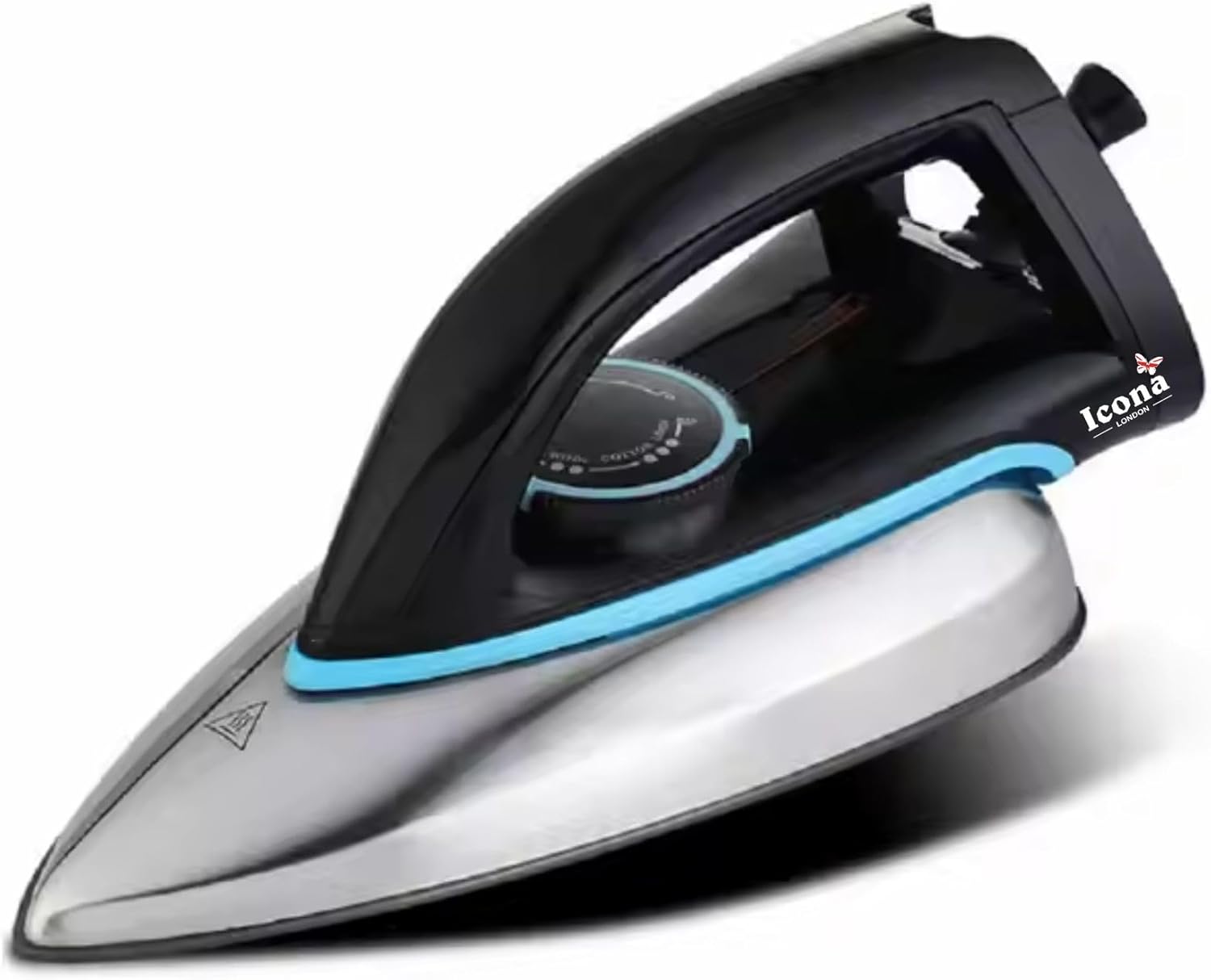 Icona Electric Dry Iron – 1000W Portable Clothes Ironing Machine, Compact and Lightweight with Automatic Temperature Control, Travel-Friendly (Black)