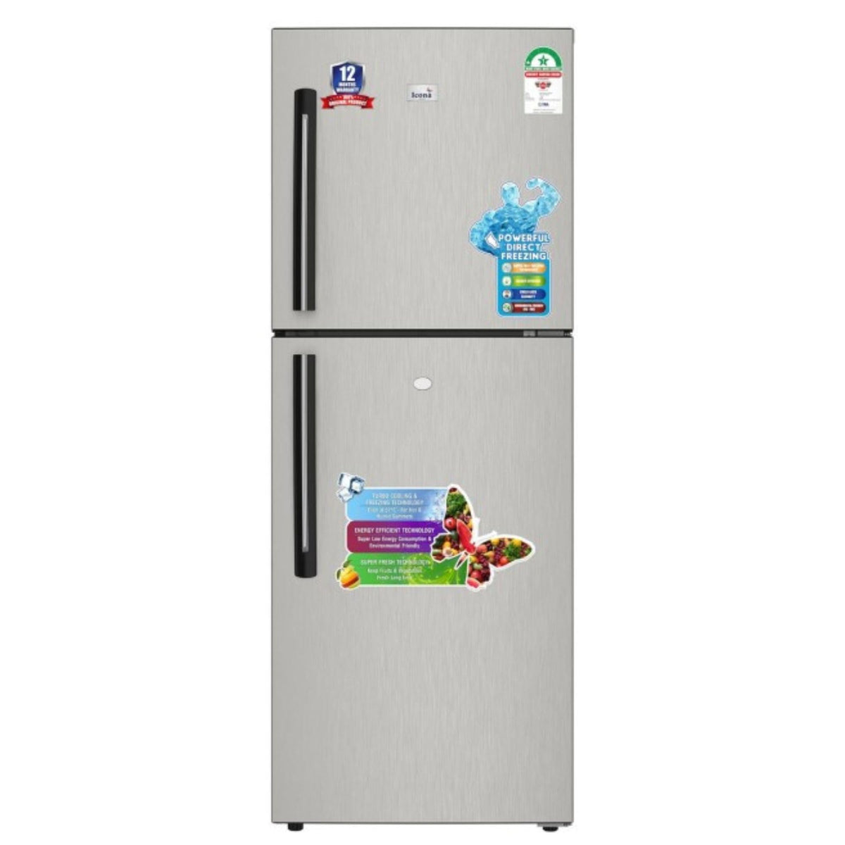 Icona 500L Digital No-Frost Refrigerator – Stainless Steel, Fast Freezing, Energy-Efficient Inverter Compressor, Side-by-Side Double Door Fridge with Digital Temperature Display and Twist Ice Tray