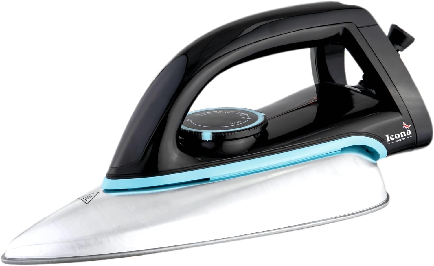 Icona Electric Dry Iron – 1000W Portable Clothes Ironing Machine, Compact and Lightweight with Automatic Temperature Control, Travel-Friendly (Black)