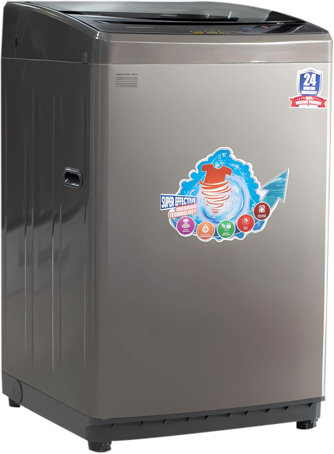 Icona Fully Automatic Top Loader Washing Machine 8kg - Smart Sensors, Gentle Fabric Care, Fuzzy Logic, LED Display & Transparent Lid