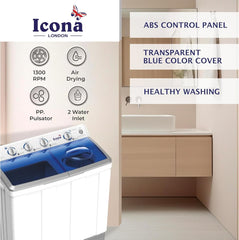 Icona 12.5 Kg Semi-Automatic Washing Machine – Twin Tub, White, Efficient Laundry Solution