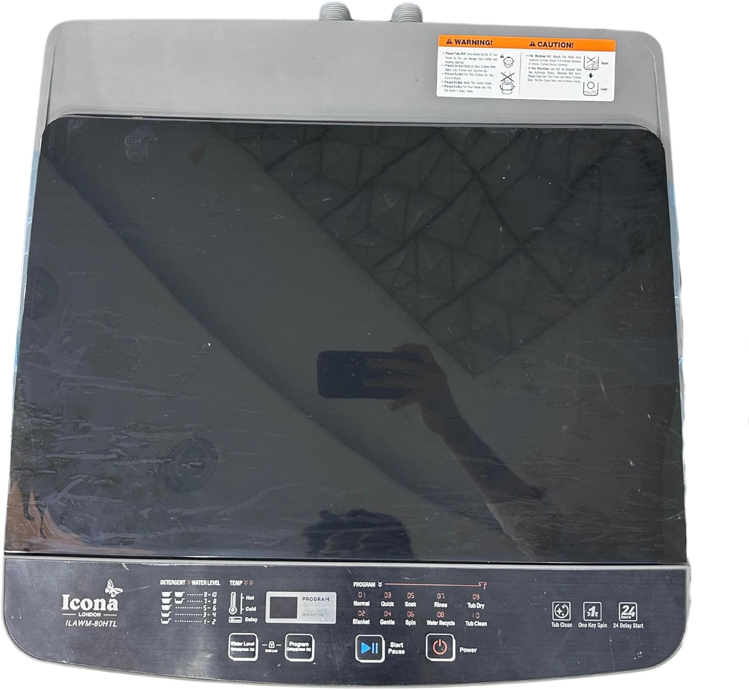 Icona Fully Automatic Top Loader Washing Machine 8kg - Smart Sensors, Gentle Fabric Care, Fuzzy Logic, LED Display & Transparent Lid