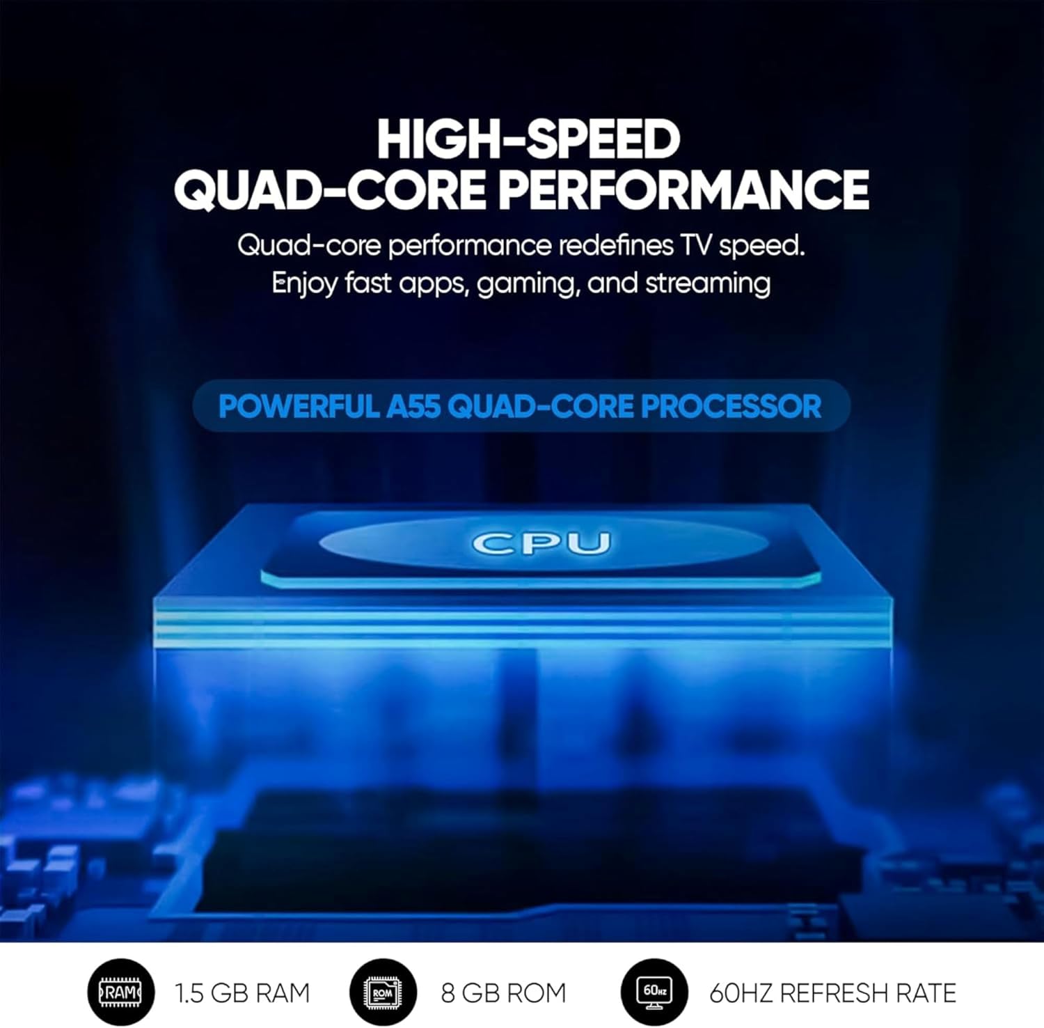 Icona 55 Inch 4K Ultra HD Smart LED TV – Android 12, Quad Core Processor, Slim Frame, Built-in WiFi, Energy-Saving Feature