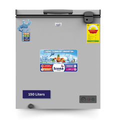 Icona 150L Chest Freezer – Single Door Deep Freezer with Storage Basket, LED Light, Adjustable Temperature, Silent Operation – Model ILCF-175H