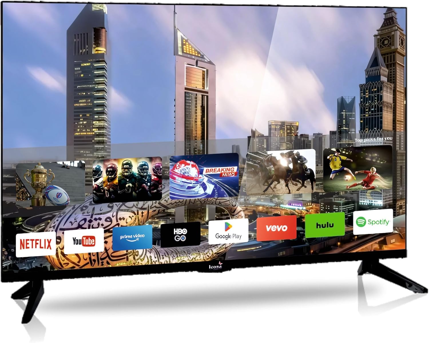 Icona 55 Inch 4K Ultra HD Smart LED TV – Android 12, Quad Core Processor, Slim Frame, Built-in WiFi, Energy-Saving Feature