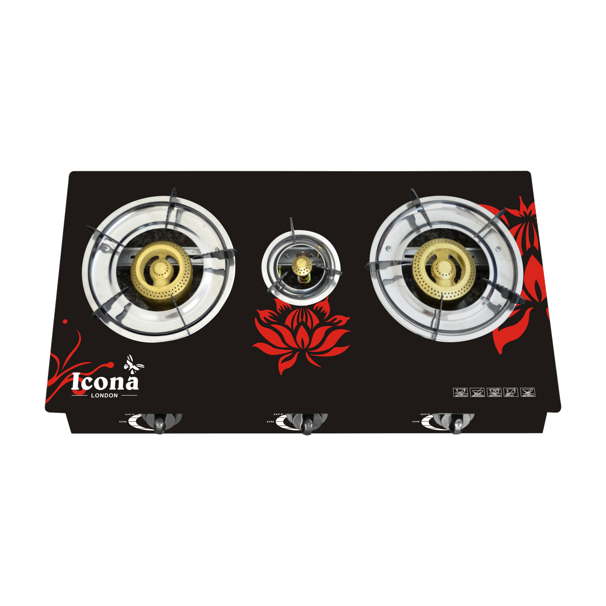 Auto Glass Gas Stove Three Burner